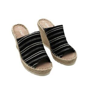 Toms Black Wedge Mules